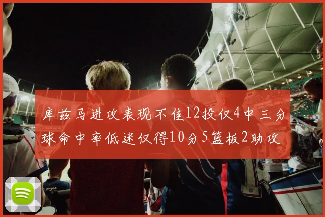 库兹马进攻表现不佳12投仅4中三分球命中率低迷仅得10分5篮板2助攻